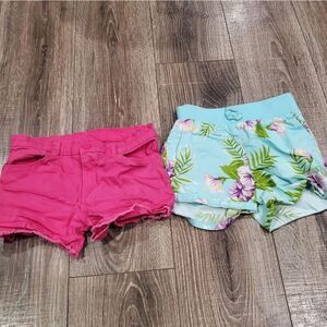 Girls Shorts Size 8-10 Pink and Floral Kids Shorts Set 2 Pieces